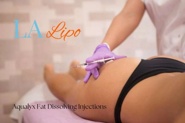 Woman having fat dissolving injections Kingsbury on thighs