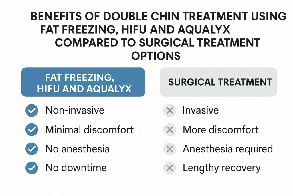 Graphic about the benefits of double chin treatment Kingsbury - from LA LIPO