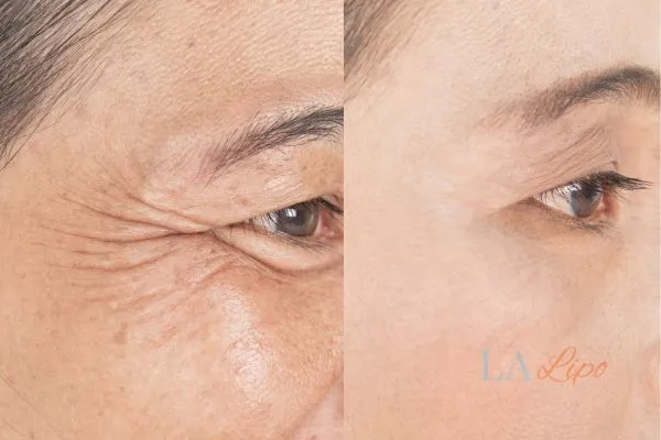 Before and after results of woman - HI-fu wrinkles reduction treatment Kingsbury
